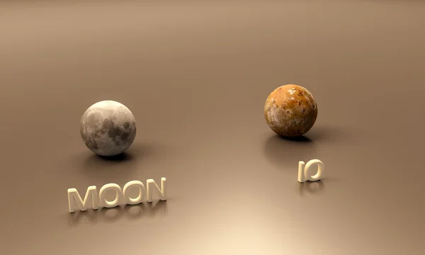 Io 和月亮 — 图库照片