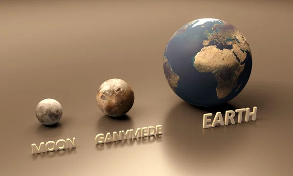 Ganymede the Moon and Earth Stockbild