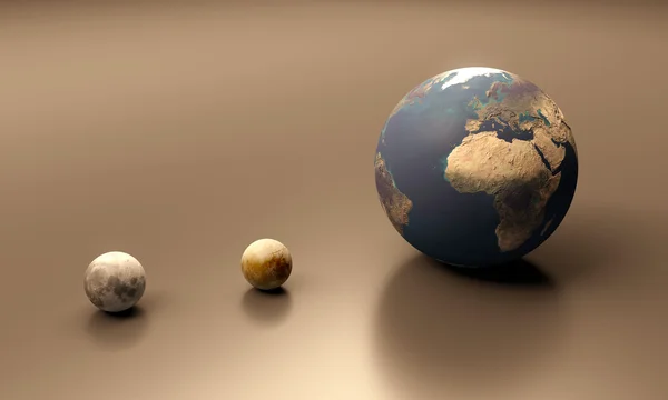 Europa a Lua e a Terra em branco — Fotografia de Stock