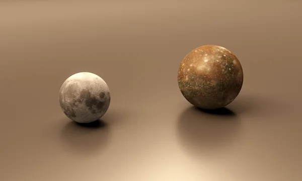 木卫四和月球空白 — 图库照片