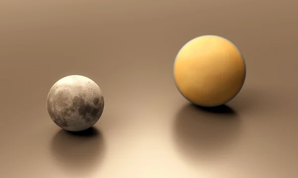 Saturn Moon Titan and Earth Moon blank — Stock Photo, Image