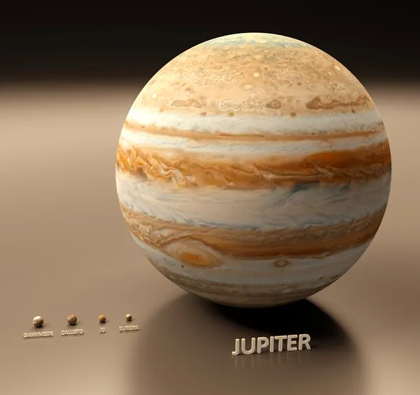 Jupiter med månar Stockbild