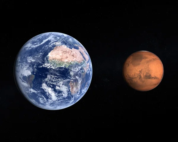 Gezegen dünya ve mars — Stok fotoğraf