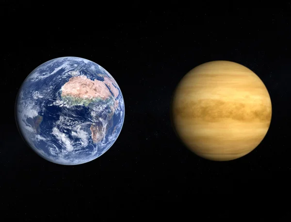 Planeten Erde und Venus Stockbild