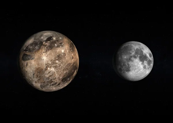 Ganimedes i księżyc — Zdjęcie stockowe