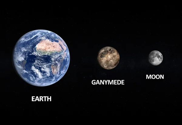 Ganymed der Mond und die Erde — Stockfoto