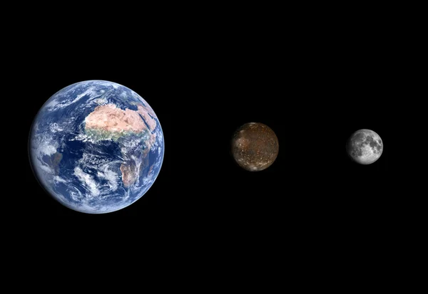 Callisto och jorden och månen — Stockfoto