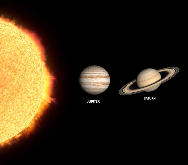 Los planetas de gas Júpiter y Saturno — Foto de Stock