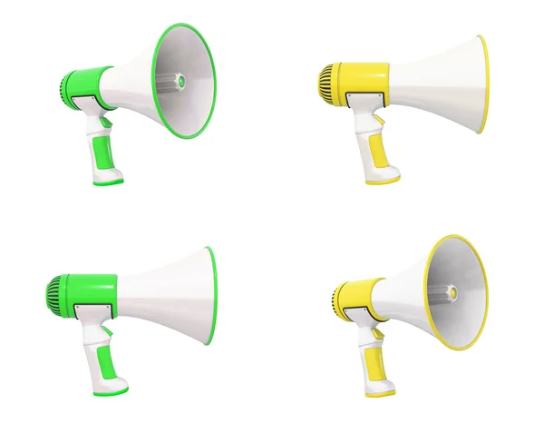 Megaphone collection green and yellow — Stock Photo, Image