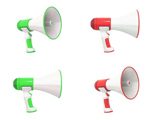 Megaphone collection green and red — Stock Photo, Image