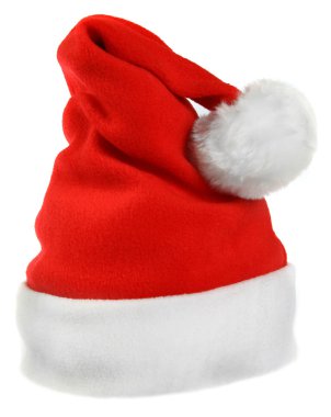 Beyaz arka plan üzerinde izole kırmızı santa claus şapka