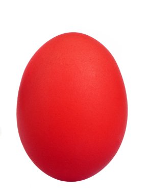 Beyaz üzerine kırmızı paskalya yumurtası.