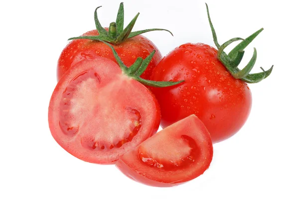 Pomodori freschi isolati su bianco — Foto Stock