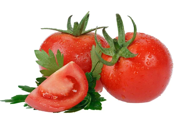 Pomodori freschi isolati su bianco — Foto Stock