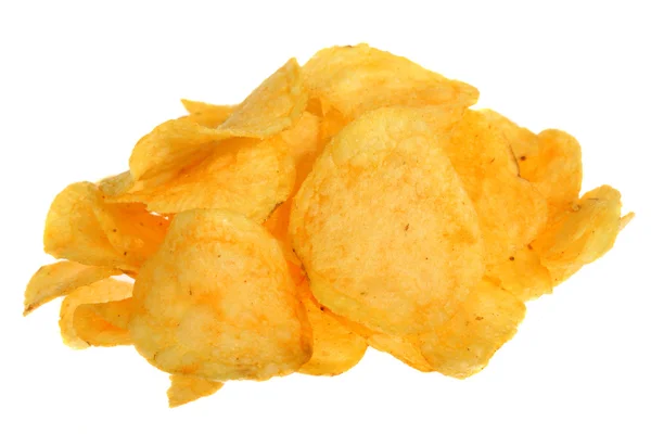 Aardappel chips geïsoleerd op witte achtergrond — Stockfoto