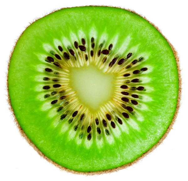 Hermosa rebanada de kiwi jugoso fresco aislado sobre fondo blanco —  Fotos de Stock