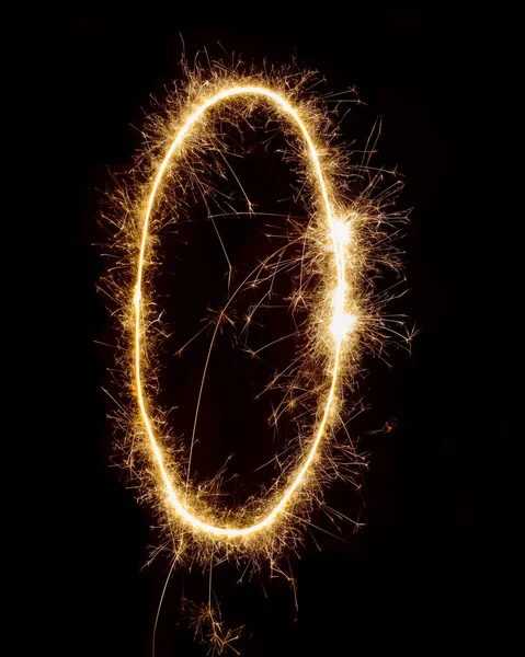 0 made of sparklers — Stock Photo, Image