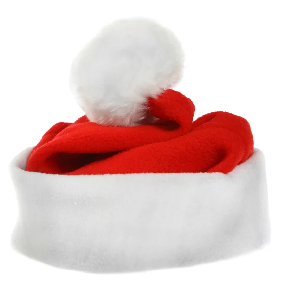 Roter Weihnachtsmann Hut isoliert auf weißem Hintergrund — Stockfoto