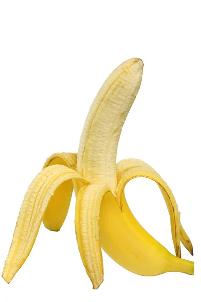 Banana aberta isolada sobre fundo branco — Fotografia de Stock