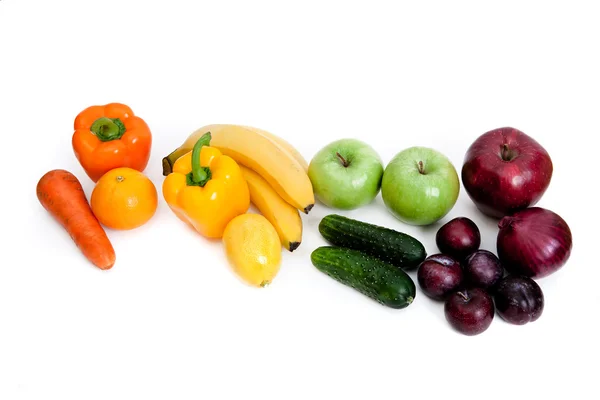 Fruits and vegetables on white background — Stock Photo, Image