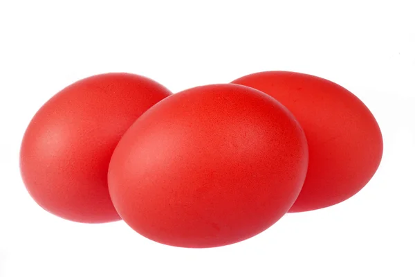 Red easter eggs isolated on white — Stock Photo, Image