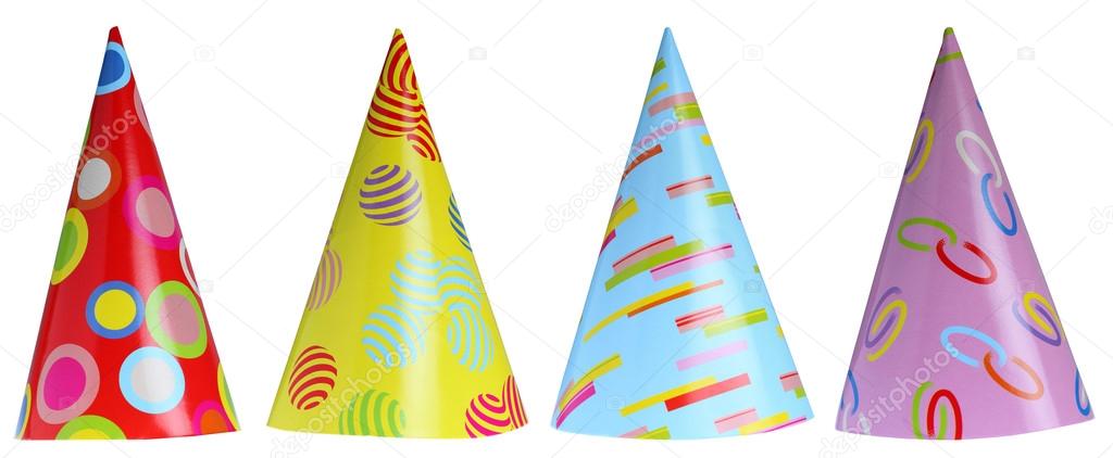Set of party hats isolated on white