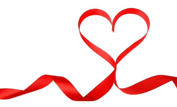 Red heart ribbon isolated on white background — Stock Photo, Image