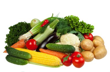 izole üzerinde beyaz arka plan ile taze sebze yaprakları