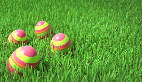 Easter eggs closeup on the grass — Stock Photo, Image