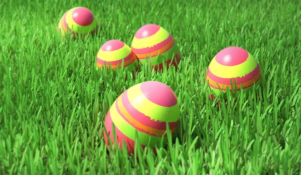 Huevos de Pascua primer plano en la hierba Imagen de stock
