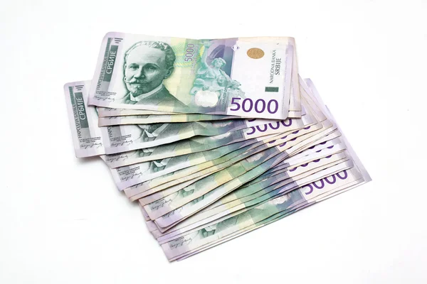 Sırp para birimi - 5000 Dinarı banknotların bir yığın