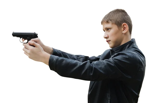 Teenager s pistolí — Stock fotografie