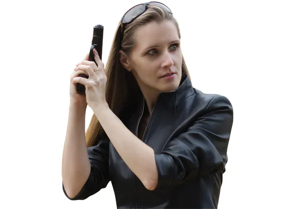 The woman with a pistol — Stock Photo, Image