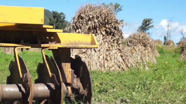 Disc Harrow Corn Piles Dolly — Stock Video