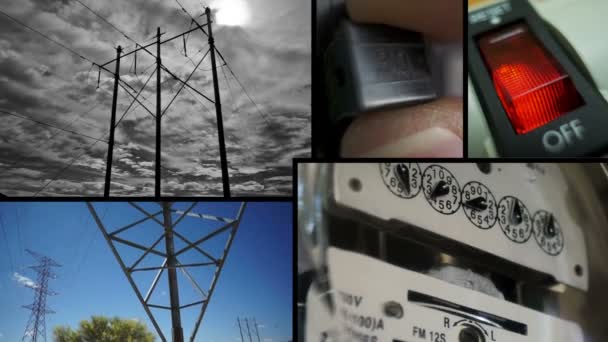 Collage energia elettrica — Video Stock