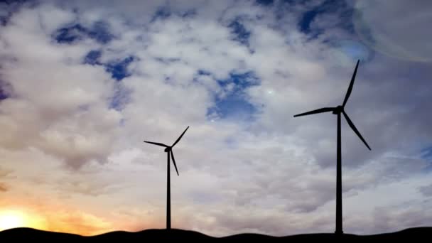 Generador de molino de viento Silueta Timelapse — Vídeo de stock