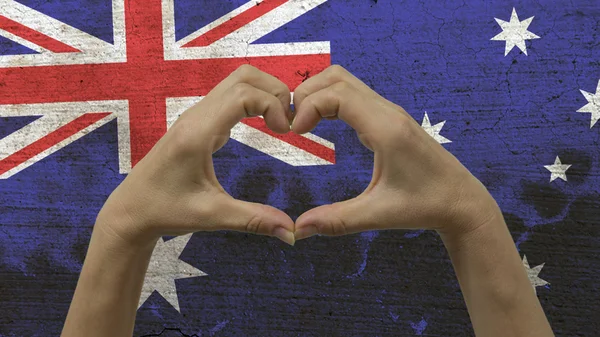 Hands Heart Symbol Australian Flag — Stock Photo, Image