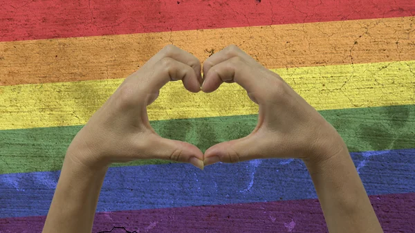 Manos Símbolo del corazón Orgullo LGBT —  Fotos de Stock