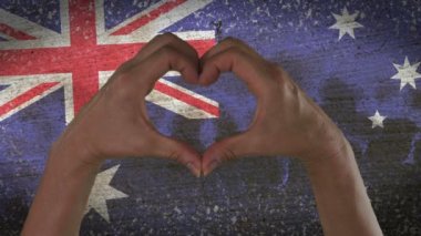 sembol Avustralya bayrağı elinde kalp