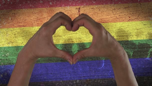 Mãos Símbolo do coração Orgulho LGBT — Vídeo de Stock