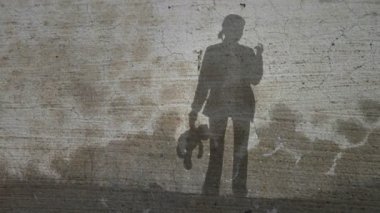 Oyuncak ayı kızla silüeti Grunge