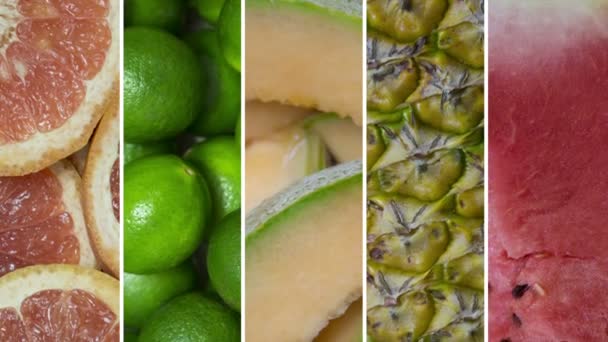 Collage aus frischen Früchten — Stockvideo
