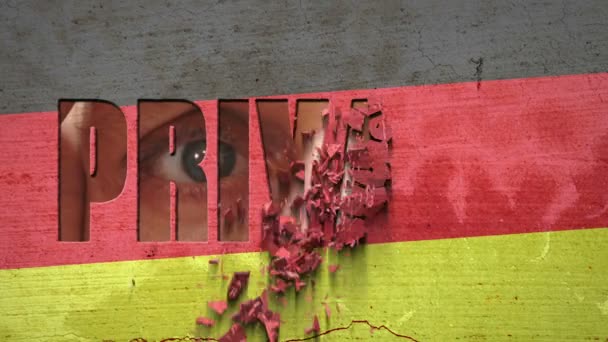 Spying Eyes Crumbling Wall Germany — Stock Video