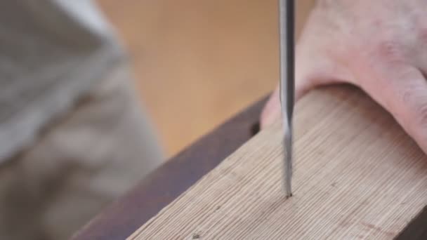 Broca de taladro de madera industrial Bit Close Up — Vídeos de Stock
