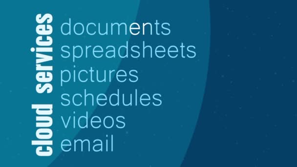 Molnet tjänster kinetisk typ — Stockvideo