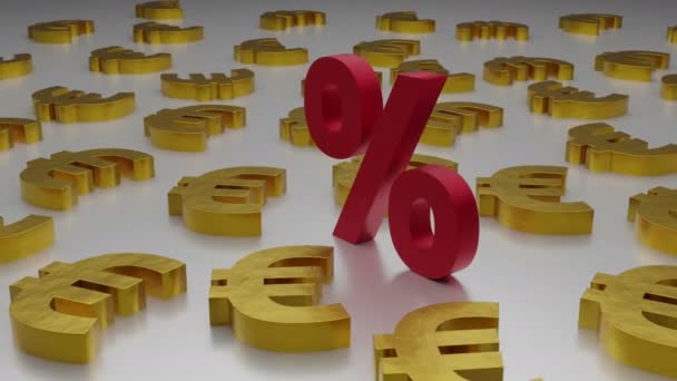 Euro Gecentraliseerde Overheid Fiat Valuta Symbool Roteren Met Een Percentage — Stockvideo