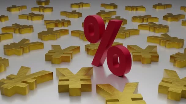 Yen Gecentraliseerde Overheid Fiat Valuta Symbool Roteren Met Een Percentage — Stockvideo