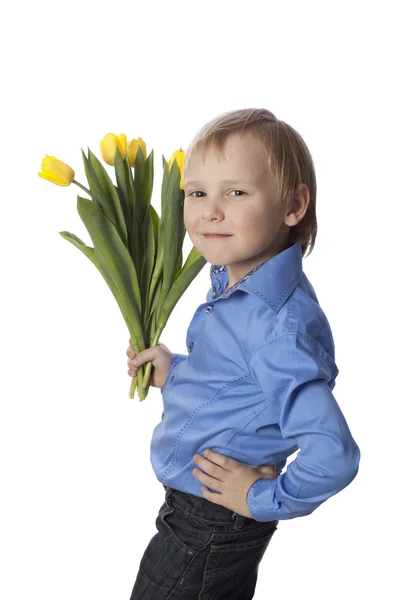 Pojke med blomma — Stockfoto