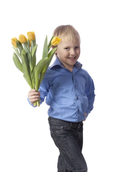 Αγόρι με λουλούδι — Φωτογραφία Αρχείου