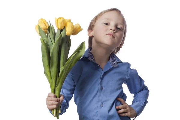 花を持つ少年 — ストック写真